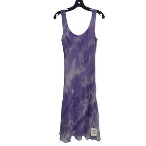 ASOS DESIGN Petite chiffon scoop neck midi slip dress purple tie dye print 2 New